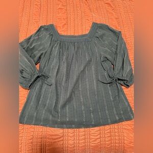 LC Lauren Conrad Charcoal Teal Square Neck Blouse